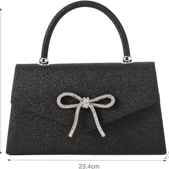 Elegant Rhinestone Evening Clutch - Versatile Black Tote & Crossbody Bag - Picture 2 of 7